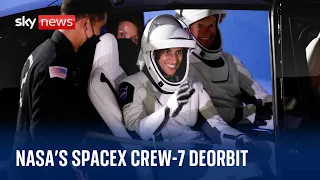 Watch NASA’s SpaceX Crew-7 deorbit and splashdown from International Space Station
