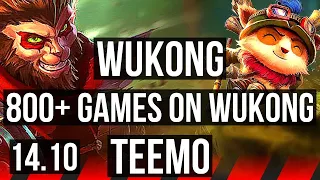 WUKONG vs TEEMO (TOP) | 800+ games, 6/3/10 | NA Challenger | 14.10