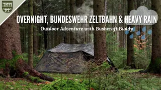 Bushcraft Overnight, Bundeswehr Zeltbahn and heavy rain 🌧 ~ Dakota fire hole ~ Bushcraft Buddy