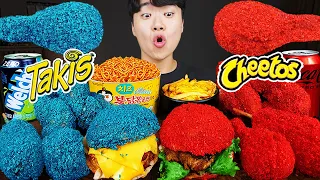 ASMR MUKBANG | TAKIS CHEETOS CHEESE BURGER, Cheese stick, Fire Noodles, hot dog recipe ! eating