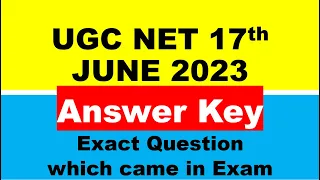 UGC NET 17th June 2023 Computer Science Answer Key - Part 1 | UGC NET June 2023 CS Answer Key