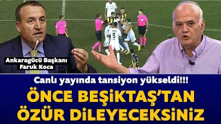 Ankaragücü Başkanı Faruk Koca ile Ahmet Çakar arasında canlı yayında tansiyon yükseldi