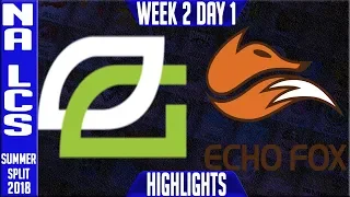 OPT vs FOX HIGHLIGHTS | NA LCS Summer 2018 Week 2 Day 1 | Optic Gaming vs Echo Fox Highlights