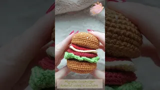 Magnetic hamburger crochet tutorial  available 🍔 Get ready for easter  with me! #crochet #amigurumi