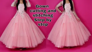Grown cutting and stitching / long dress cutting and stitching /party wear dress /princes dress