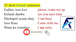 22 short somali sentences (travel words beginner Somalia)