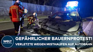 BAUERN BLOCKIEREN BERLIN: Misthaufen auf der Autobahn! Protestaktion verursacht mehrere Unfälle