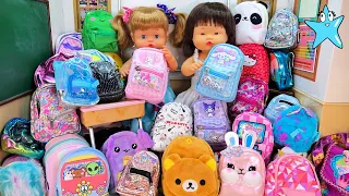 ANI y ONA TODAS sus MOCHILAS para la VUELTA al COLE de mis muñecas Nenuco