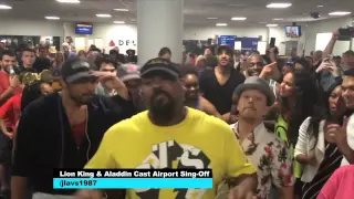 Lion King & Aladdin Cast SING OFF In An Airport