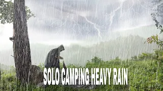 super heavy rain and thunder storm ⛈️ non stop heavy rain lighting and thunder in camping asmr