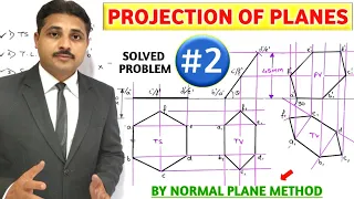 PROJECTION OF PLANES SOLVED PROBLEM 2 IN HINDI IN ENGINEERING DRAWING @TIKLESACADEMYOFMATHS