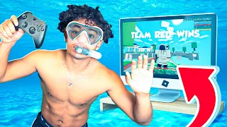 I Won A Game Of Bedwars UNDER WATER.. (Roblox Bedwars)