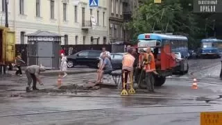 Одесса. На Тираспольской площади образовалась трамвайная пробка