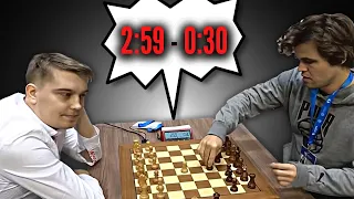 SPÓŹNIŁ się na PARTIĘ: miał "tylko" 30s na grę z ARCYMISTRZEM ~ 2700 | Kovalev - Carlsen