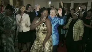 Hillary Clinton dances in Pretoria, South Africa