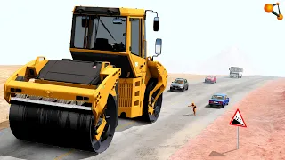 ДОРОГА В ПРОПАСТЬ! ДОРОЖНЫЙ КАТОК НА КРУТОМ СПУСКЕ | BeamNG.drive