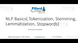 L 1 NLP Basics( Tokenization, Stemming, Lemmatization, Stopwords)