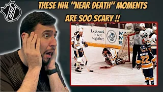 BASKETBALL FAN Reacts to NHL "Near Death" Moments *WARNING THESE ARE SCARY!*