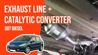 How to replace the  Exhaust Line / Catalytic converter Peugeot 307 2.0 HDI 💨