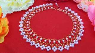 Beaded necklace/PEARL necklace/Pearl collar/Жемчужное ожерелье/Жемчужное колье/Колье из бусин