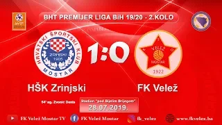 BHT Premijer liga 19-20 | HŠK Zrinjski - FK Velež  | 2. kolo / 28.07.2019.