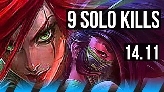 KATARINA vs AKALI (MID) | 17/1/1, 9 solo kills, Legendary, 500+ games | KR Master | 14.11