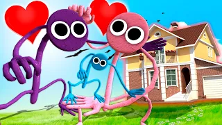 RAINBOW FRIENDS Purple LOVE HOUSE 💕 VS 3D SANIC CLONES MEMES In Garry`s mod!