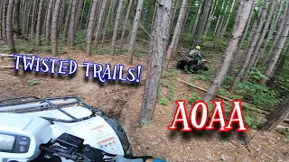 Twisting trail in the pines! Honda Foreman 500 - CanAm Renegade 1000xxc - AOAA