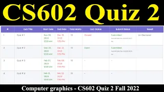 CS602 Quiz 2 | CS602 QUIZ 2 FALL 2022 | Computer graphics - CS602 Quiz 2 Fall 2022