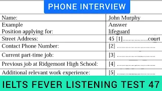 Ielts fever listening test 47 | Phone interview listening | Position applying for lifeguard