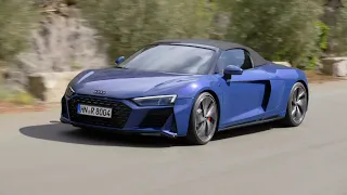 Audi R8 Spyder performance RWD in Ascari blue Driving Video