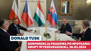 Donald Tusk - Konferencja prasowa po spotkaniu Grupy Wyszehradzkiej, 26.02.2024