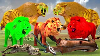 5 Zombie Lions vs Cheetah Wild Goat Vs Saber Tigel Fight Animal Revolt Battle Tigel Saved Goat