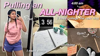 PULLING AN ALL-NIGHTER as a college student (I had classes the next day)| studying, coffee, gym...