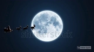 #NationalGeographic Santa Claus On A Reindeer Sleigh Flying On The Background Of The Moon 3D