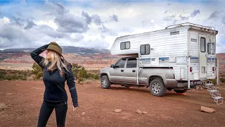 CRAZY, STORMY WEATHER at CAMP! + HIKING CAPITOL REEF Nat'l PARK UTAH | Truck Camper Life | VAN LIFE