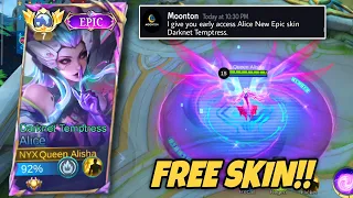 THANK YOU MOONTON FOR EARLY ACCESS OF NEW ALICE EPIC SKIN DARKNET TEMPTRESS 🔥| MLBB