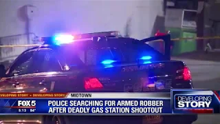 Police searching for armed robbery after deadly gas station shootout