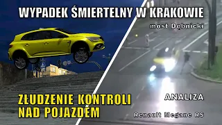 Analiza wypadku w Krakowie przy moście Dębnickim - Renault Megane RS: Symulacja.