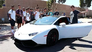 DRIVING MY LAMBORGHINI TO MY OLD HIGH SCHOOL!! *COPS CALLED*