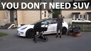 Tesla Model 3 Performance car seat and baby stroller test