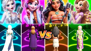 WHAT IF Frozen Elsa | Anna | Rapunzel | Moana Were POP STARS?! Tiles Hop GAME!