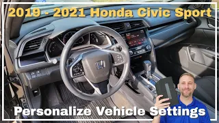 2019 - 2021 Honda Civic Sport Sedan Personalized Vehicle Settings