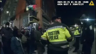 Boston Police Department bodycam footage of protest adjacent to Emerson College, April 2024