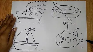 Easy drawing of Water Transport /Way of transport Part : 3