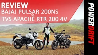 TVS Apache RTR 200 4V VS Bajaj Pulsar 200 NS : Review : PowerDrift