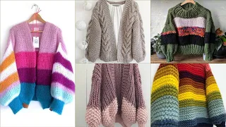 Trendy long balloon sleeves crochet sweaters/modern designs of hand-knitted crochet cardigan/