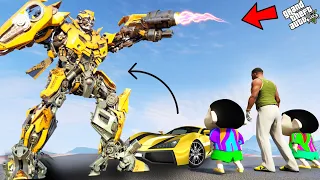 Franklin Found Transformer Robot Car In GTA 5 ! Transformers Scared Franklin In GTA V !