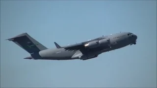 GRACE AND ELEGANCE: US Air Force C-17 Globemaster III Awesome Takeoff From Brisbane Airport