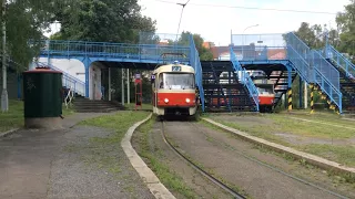 Příjezd tramvajové retro linky 23 do zastávky Královka 18.7.2017
